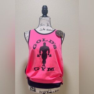 NWT Rare Vintage Gold's Gym 90’s Neon Pink and Black Parachute Tank Top